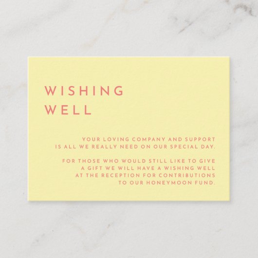 柑橘系ミニマル結婚リストイエローの願い井戸 エンクロージャーカード (正面)
