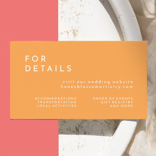 柑橘系ミニマル結婚リストオレンジ エンクロージャーカード