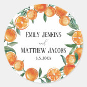柑橘系モダンの結婚式の引き出物シール ラウンドシール (正面)