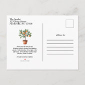 柑橘系モダンの結婚式は日付を保存 案内ポストカード (裏面)