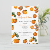 柑橘系モダンオレンジベビーイン開花ベビーシャワー 招待状 (スタンド正面)