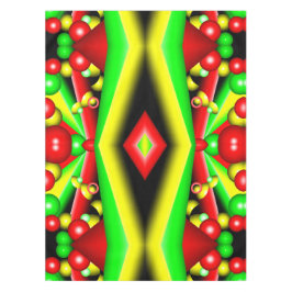 柑橘系レッドイエローバブルとストライプ抽象芸術アート テーブルクロス