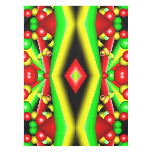 柑橘系レッドイエローバブルとストライプ抽象芸術アート テーブルクロス (正面)