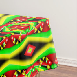 柑橘系レッドイエローバブルとストライプ抽象芸術アート テーブルクロス