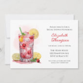 柑橘系レッドフルーツドリンクカクテルブライダルシャワー 招待状 (正面)