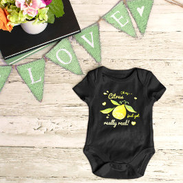 柑橘系得の実在水色レモン ベビーボディスーツ