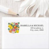 柑橘系水彩植物体結婚の住所 ラベル (インサイチュ)