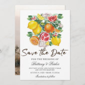 柑橘系水彩植物体結婚の写真 セーブザデート (正面/裏面)