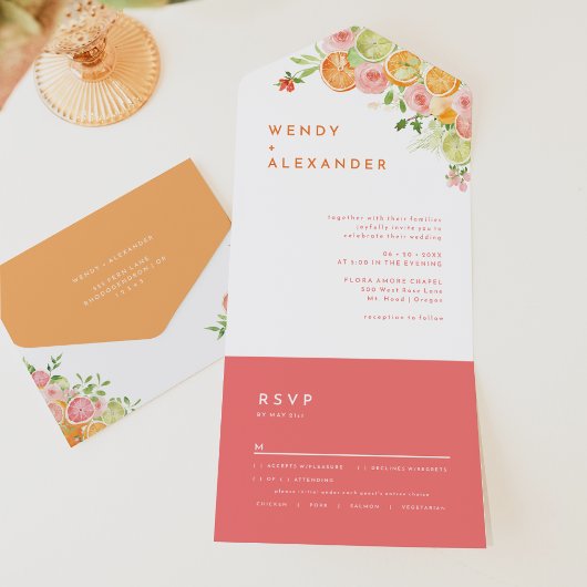 柑橘系水結婚色 オールインワン招待状