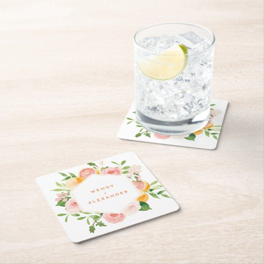 柑橘系水結婚色 スクエアペーパーコースター (インサイチュ)
