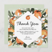 柑橘系男女兼用ベビーシャワーサンキューカード サンキューカード (正面/裏面)