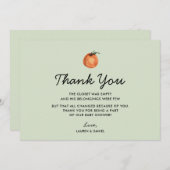 柑橘系男女兼用ベビーシャワーサンキューカード サンキューカード (正面/裏面)