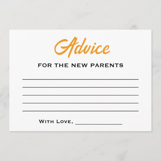 柑橘系男女兼用小さなかわいこちゃんベビーシャワー アドバイスカード (正面)