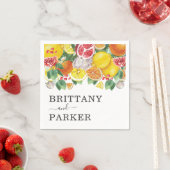 柑橘系結婚植物水彩色 スタンダードカクテルナプキン (インサイチュ)