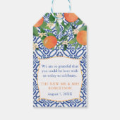 柑橘系鮮やかオレンジクラシックブルータイル結婚ズ ギフトタグ (裏面)