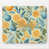 柑橘花柄鮮やか植物夏 マウスパッド (正面)