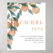 柑橘類おしゃぶり狩りベビーシャワーゲームサイン ポスター (正面)