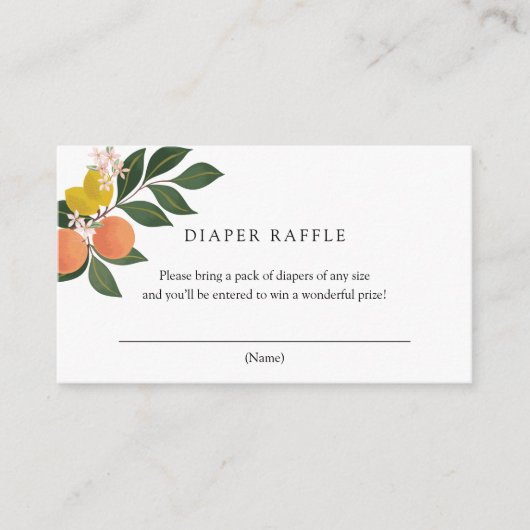 柑橘類おむつラッフルインサートカード エンクロージャーカード (正面)