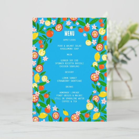 柑橘類お祝いカスタムサマーはっきりしたレモンライム メニュー (スタンド正面)