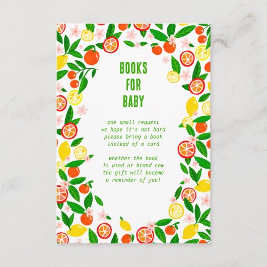 柑橘類お祝いカスタムベビーシャワーブック4ベビー エンクロージャーカード (正面)