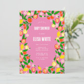 柑橘類お祝いカスタムQRコードベビーシャワー 招待状 (スタンド正面)