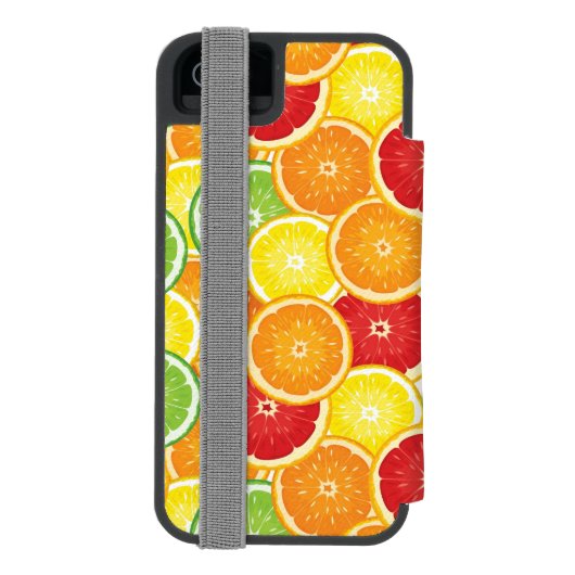 柑橘類が付いているパターン INCIPIO iPhoneウォレットケース (フォリオ裏面)