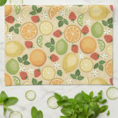 柑橘類とイチゴ キッチンタオル (折り畳み)