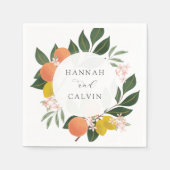 柑橘類とグリーン結婚リーのナプキン スタンダードカクテルナプキン (正面)