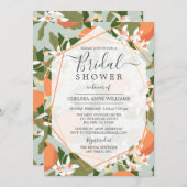 柑橘類とミントグリーンブライダルシャワー招待 招待状 (正面/裏面)