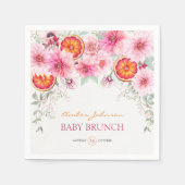 柑橘類と水の色ピンクの花ベビーシャワー スタンダードカクテルナプキン (正面)