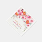 柑橘類と水の色ピンクの花ベビーシャワー スタンダードカクテルナプキン (角)