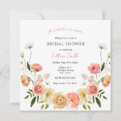 柑橘類と花ブライダルシャワー招待 招待状 (正面)