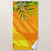柑橘類と離れのグラフィック ビーチタオル (正面)