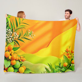 柑橘類と離れのグラフィック フリースブランケット