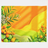 柑橘類と離れのグラフィック フリースブランケット (正面(横))