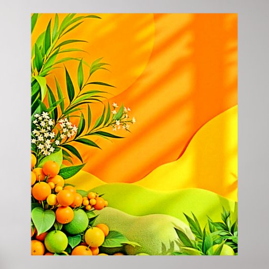 柑橘類と離れのグラフィック ポスター (正面)