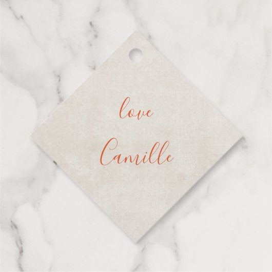 柑橘類のオレンジと花パーソナライズされた咲き フェイバータグ (裏面)