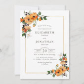 柑橘類のオレンジの葉の結婚式招待状 招待状 (正面)