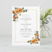 柑橘類のオレンジの葉の結婚式招待状 招待状 (スタンド正面)