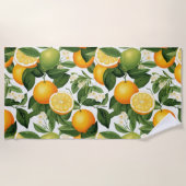 柑橘類のオレンジを白に ビーチタオル (正面)