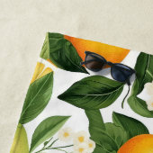 柑橘類のオレンジを白に ビーチタオル (インサイチュ)