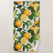 柑橘類のオレンジを白に ビーチタオル (正面)