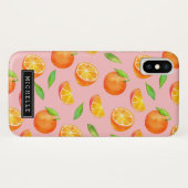 柑橘類のオレンジフルーツパターン|はあなたの名前を加えます Case-Mate iPhoneケース (裏面(横))