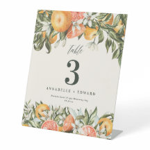 柑橘類のオレンジモダンの植物性の素朴なテーブル番号