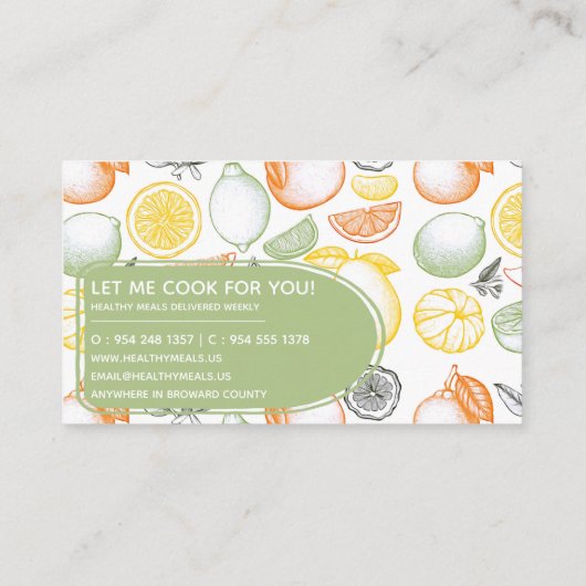 柑橘類のシェフの名刺 名刺 (裏面)