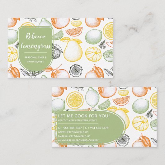 柑橘類のシェフの名刺 名刺 (正面/裏面)