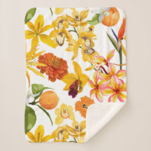 柑橘類のシームレスなパターンとフルーツの枝、花