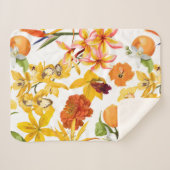 柑橘類のシームレスなパターンとフルーツの枝、花 シェルパブランケット (正面(横))