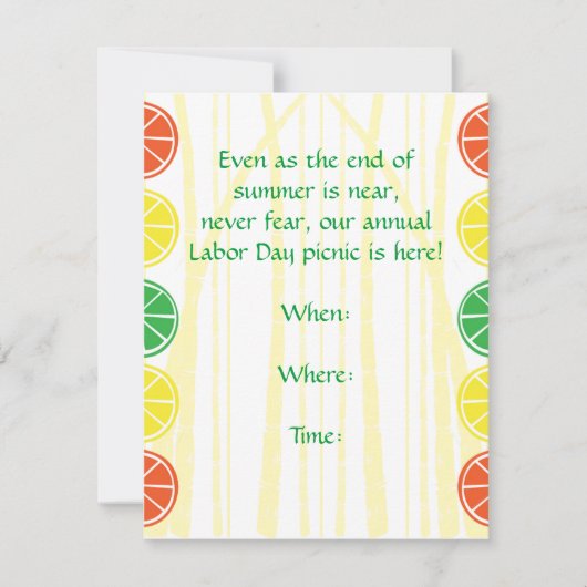 柑橘類のタケのパーティの招待状 招待状 (正面)