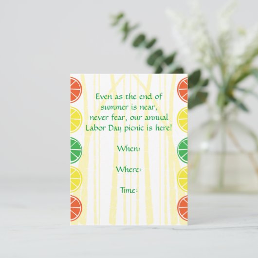 柑橘類のタケのパーティの招待状 招待状 (スタンド正面)